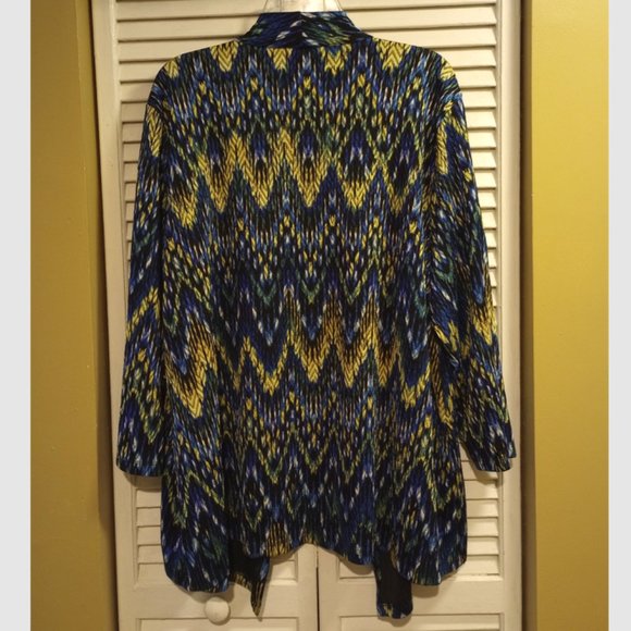Like New Kasper 3/4-Sleeve Open-Front Printed-Knit Cardigan, Size 3X - Picture 2 of 6